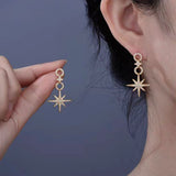 14K Gold-Plated Diamond Hexagram Earrings