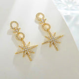 14K Gold-Plated Diamond Hexagram Earrings