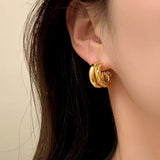 14K Gold-Plated Double-Layer C-Shaped Earrings