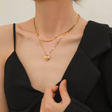 14K Gold Plated Double-Layer Heart Necklaces