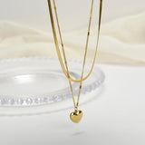 14K Gold Plated Double-Layer Heart Necklaces