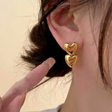 14K Gold-Plated Double Heart Earrings