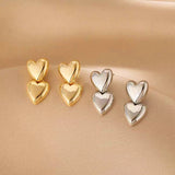 14K Gold-Plated Double Heart Earrings