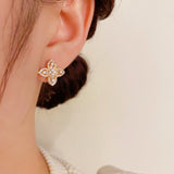 14K Gold-Plated Flower Pearl Stud Earrings