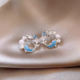 14K Gold-Plated Elegant Blue Ocean Stud Earrings