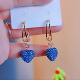 14K Gold-Plated Elegant Blue Peach Heart Earrings