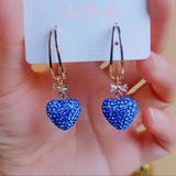 14K Gold-Plated Elegant Blue Peach Heart Earrings