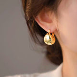 14K Gold-Plated Elegant C-Shaped Hollow Ball Earrings