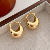 14K Gold-Plated Elegant C-Shaped Hollow Ball Earrings