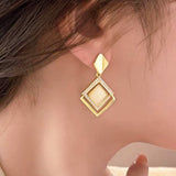 14K Gold-Plated Elegant Cat’s Eye Geometric Earrings