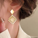 14K Gold-Plated Elegant Cat’s Eye Geometric Earrings