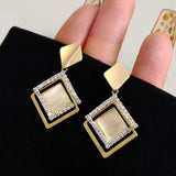 14K Gold-Plated Elegant Cat’s Eye Geometric Earrings