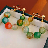 14K Gold-Plated Elegant Clorful Beaded Earrings