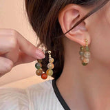 14K Gold-Plated Elegant Clorful Beaded Earrings