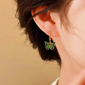 14K Gold-Plated Elegant Colorful Gradient Butterfly Ear Hooks