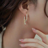 14K Gold-Plated Elegant Cross Pearl Earrings