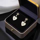 14K Gold-Plated Elegant Crown Heart Earrings