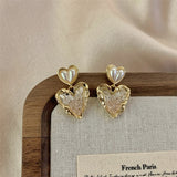 14K Gold-Plated Elegant Crystal Heart-Design Earrings