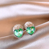 14K Gold-Plated Elegant Crystal Heart Earrings