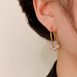 14K Gold-Plated Elegant Diamond Flower Hoop Earrings