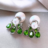 14K Gold-Plated Elegant Diamond Imitation Pearl Earrings