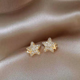 14K Gold-Plated Elegant Diamond Star Earrings