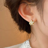 14K Gold-Plated Elegant Diamond Star Earrings