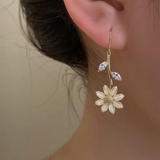 14K Gold-Plated Elegant Flower Earrings