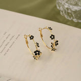 14K Gold-Plated Elegant Flower Hoop Earrings