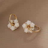 14K Gold-Plated Elegant Flower Hoop Earrings