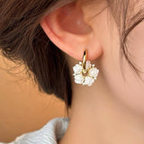 14K Gold-Plated Elegant Flower Hoop Earrings