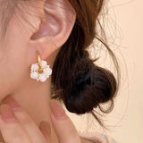 14K Gold-Plated Elegant Flower Hoop Earrings