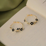 14K Gold-Plated Elegant Flower Hoop Earrings