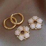 14K Gold-Plated Elegant Flower Hoop Earrings