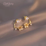 14K Gold-Plated Elegant Flower Pearl Earrings