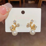 14K Gold-Plated Elegant Flower Pearl Earrings