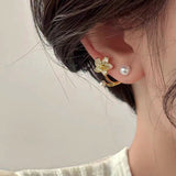 14K Gold-Plated Elegant Flower Pearl Earrings