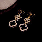 14K Gold-Plated Elegant Four-Leaf Flower Earrings