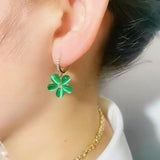 14K Gold-Plated Elegant Green Opal Flower Earrings