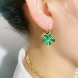 14K Gold-Plated Elegant Green Opal Flower Earrings