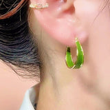 14K Gold-Plated Elegant Green Oval Earrings