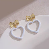 14K Gold-Plated Elegant Heart-Design Bow Earrings