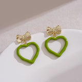 14K Gold-Plated Elegant Heart-Design Bow Earrings