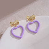 14K Gold-Plated Elegant Heart-Design Bow Earrings