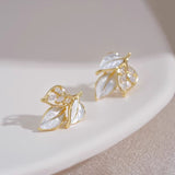 14K Gold-Plated Elegant Leaf Stud Earrings