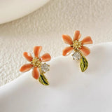 14K Gold-Plated Elegant Petal Flower Earrings