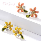 14K Gold-Plated Elegant Petal Flower Earrings