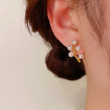 14K Gold-Plated Elegant Petite Bead Leaf Studs