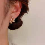 14K Gold-Plated Elegant Petite Bead Leaf Studs