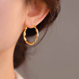 14K Gold-Plated Elegant Plain Hoop Earrings